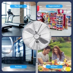 Aigostar Emery - Ventilator Standventilator Metall Mit Oszillation 90° Im Chrom -Design - Höhen Verstellbarer Standfuß Industriell Mechanisch Standlüfter 3 Geschwindigkeit 4 Blätter 60 Watt Silber -De'Longhi || Rowenta Verkaufsgeschäft 59f9b82105457108f326b4ac7f1894af