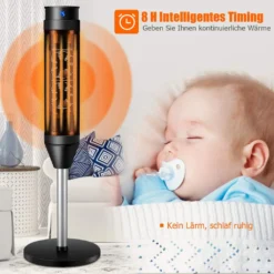 COSTWAY Heizlüfter, 1,2KW/2KW, Elektroheizung, Heizgerät Mit Thermostat & 3 Modi, 40° Oszillation, 10 - 49℃, Schnellerhitzung, Inkl. 8H Timer, LED, 28x28x85cm, Schwarz -De'Longhi || Rowenta Verkaufsgeschäft 5b292b115f51bb9585178581f6c89f8c