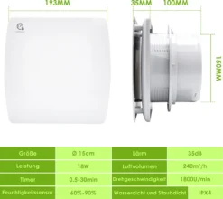 Wolketon Badluefter 150mm Feuchtesensor Timer CE Ventilator Mit Rueckflussleitblech Wandluefter 12 Wolketon Badluefter 150mm Feuchtesensor Timer CE Ventilator Mit Rueckflussleitblech Wandluefter -De'Longhi || Rowenta Verkaufsgeschäft 5c8086a26f0cb5fa2c683d072e8518fb 1