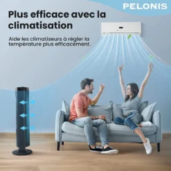 Pelonis Turmventilator, Ventilator Mit 3 Geschwindigkeiten, Ventilator Leise Standventilator Mit 2H Timer & 60° Oszillation, 2-in-1 Lüfter Säulenventilator Nur 52dbA -De'Longhi || Rowenta Verkaufsgeschäft 5e5dfd353609ba28af3a0937cd8f8f6b