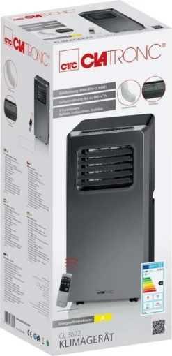 Clatronic Klimagerät CL 3672 Mit LED-Display - Farbe: Anthrazit/Silber - Funktionen: Kühlen, Entfeuchten, Gebläse - 880 W - Inkl. 1,5 M Abluftschlauch + Fensterabluft-Kit + Infrarot-Fernbedienung; 263 808 30 Clatronic Klimagerät CL 3672 Mit LED-Display - Farbe: Anthrazit/Silber - Funktionen: Kühlen, Entfeuchten, Gebläse - 880 W - Inkl. 1,5 M Abluftschlauch + Fensterabluft-Kit + Infrarot-Fernbedienung; 263 808 -De'Longhi || Rowenta Verkaufsgeschäft 64275fa134b6965055b8225e3fcab059