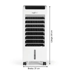 MAXXMEE Luftkühler Mobil 80 W - Zum Kühlen, Befeuchten & Ionisieren Der Raumluft - Weiß Luftkühler Ventilator Kühlgerät Klimagerät Mobil Luftbefeuchter Ionisator Timer -De'Longhi || Rowenta Verkaufsgeschäft 64a0fd50ea1f22a3b344fb3cfb335ae7