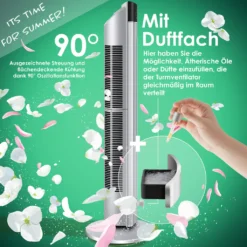 KESSER® Turmventilator Mit Fernbedienung | 3 Stufen | 3 Modi | 107cm | 60 Watt | 7,5 Timer | LED-Leuchten | Tower-Ventilator | Standventilator | Säulenventilator | Luftkühler 90° Oszillierend, Farbe:Silber -De'Longhi || Rowenta Verkaufsgeschäft 6745c953c5994bb363bf1e821e584458