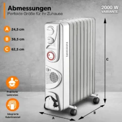 TRESKO® Ölradiator Weiß 2000W Elektroheizung Radiator Öl Heizkörper Heizung Timer -De'Longhi || Rowenta Verkaufsgeschäft 67d3fd6d4f6d8e7d4f65f38c3b8e385d