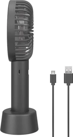 Goobay Tragbarer Handventilator Mit Standfuß - Geräuschlos, Wiederaufladbar - Mit Akku (2000mAh) Und Ladekabel, Schwarz -De'Longhi || Rowenta Verkaufsgeschäft 684ae11b7c7ee5602fad529b82ba39da