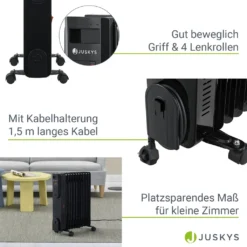 Juskys Elektroheizung Ölradiator 2500 Watt - Heizung Elektrisch Mit 3 Stufen, Thermostat, 12 H-Timer & Überhitzungsschutz - Radiator Schwarz 22 Juskys Elektroheizung Ölradiator 2500 Watt - Heizung Elektrisch Mit 3 Stufen, Thermostat, 12 H-Timer & Überhitzungsschutz - Radiator Schwarz -De'Longhi || Rowenta Verkaufsgeschäft 69a96ce4715124352610f1ae2e2fc133
