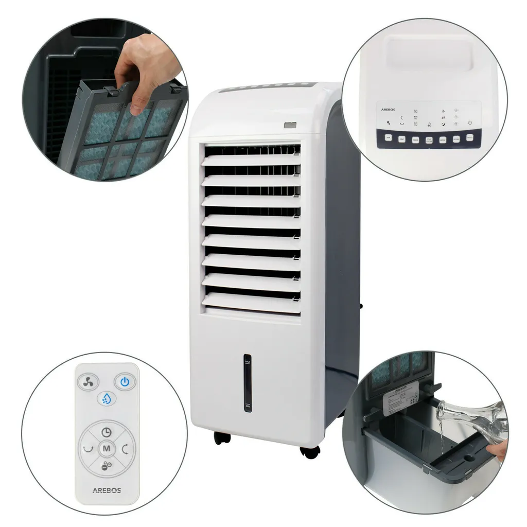 AREBOS, 4in1 Aircooler Luftkühler, Luftreiniger, Luftbefeuchter, Ventilator, Mobile Klimaanlage, 4,5L 14 AREBOS, 4in1 Aircooler Luftkühler, Luftreiniger, Luftbefeuchter, Ventilator, Mobile Klimaanlage, 4,5L – Bild 12