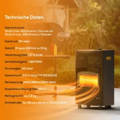 TroniTechnik Gas- Heizgerät Für Propangas Mit Nennleistung 4,2KW Inkl. Zubehör -De'Longhi || Rowenta Verkaufsgeschäft 6d28ee708b9164a26fd4adfa97713ab5