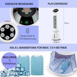 Klarstein Mobiles Klimagerät Ohne Abluftschlauch - Luftkühler Mit Wasser Ventilator Luftbefeuchter Luftreiniger Funktion - 6L Wassertank - Air Cooler Klimaanlage Mobil Mit Fernbedienung - Weiß -De'Longhi || Rowenta Verkaufsgeschäft 6e182ac3af8ce948c50a62ffa6276278
