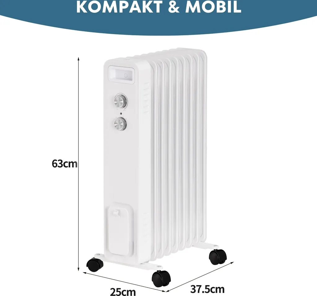 STAHLMANN Ölradiator ZR201 Weiss – Elektroheizung Energiesparend Bis 50 Qm Fläche – Heizung Elektrisch Mit Thermostat Und 3 Heizstufen – Elektrisches Heizgerät, Electric Heater, Watt:2000W 7 STAHLMANN Ölradiator ZR201 Weiss – Elektroheizung Energiesparend Bis 50 Qm Fläche – Heizung Elektrisch Mit Thermostat Und 3 Heizstufen – Elektrisches Heizgerät, Electric Heater, Watt:2000W – Bild 5