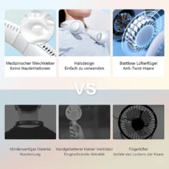 2000mah Persönlicher Nackenventilator, Hals Fan, Wiederaufladbare Ice Freihändiger Tragbarer Ventilator Weiß -De'Longhi || Rowenta Verkaufsgeschäft 70b8cb851313de91c7c8c711e1ff1b90