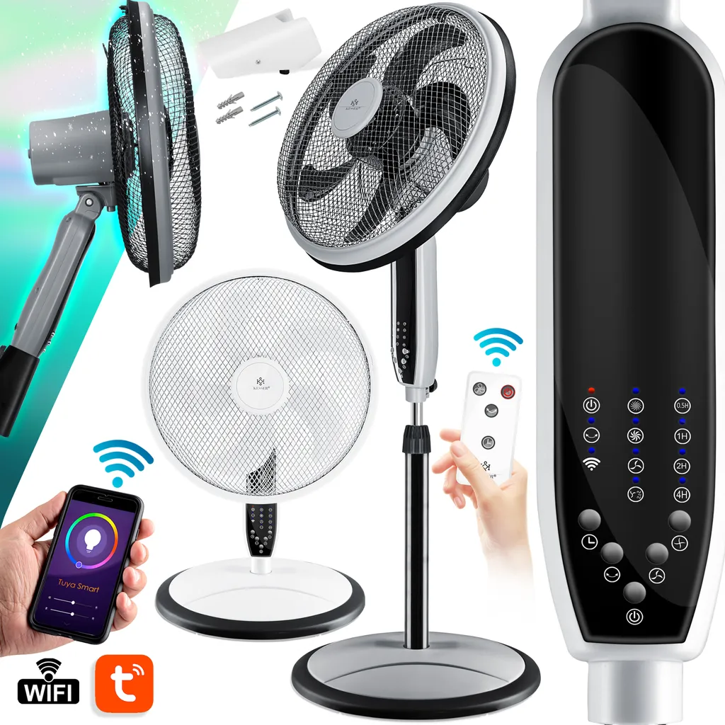 KESSER® 3in1 Standventilator Tischventilator Wandventilator Mit App Wifi , Fernbedienung | Timer | Leise Oszillation 80 Grad | Ventilator | 4 Geschwindigkeiten Inkl. Wandhalterung , Farbe:Schwarz 3 KESSER® 3in1 Standventilator Tischventilator Wandventilator Mit App Wifi , Fernbedienung | Timer | Leise Oszillation 80 Grad | Ventilator | 4 Geschwindigkeiten Inkl. Wandhalterung , Farbe:Schwarz