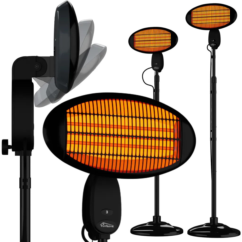 TroniTechnik Quartz-Heizstrahler Mit 3 Stufen, Verstellbarer Teleskopstange Und Kopf 9 TroniTechnik Quartz-Heizstrahler Mit 3 Stufen, Verstellbarer Teleskopstange Und Kopf – Bild 7