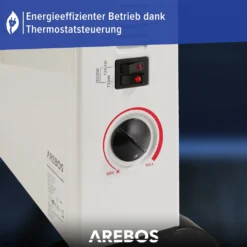 AREBOS Elektroheizer, Konvektor, 2000 Watt, Thermostat, Frostwächter-Funktion , Mit Standfüßen Oder Zur Wandmontage, Elektrische Konvektorheizung(Standard) -De'Longhi || Rowenta Verkaufsgeschäft 74ece0b6d2716bc2a97cf98790225379