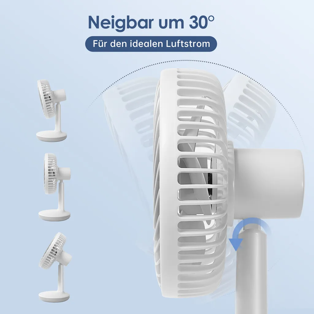 Akku Tischventilator Kompakt Mit Drei Gebläsestufen Und USB Ladeanschluss 4 Akku Tischventilator Kompakt Mit Drei Gebläsestufen Und USB Ladeanschluss – Bild 2