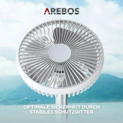 AREBOS USB-Tischventilator Mit Timer, Wiederaufladbarer 2500 MAh – Akku, 45° Neigbar, Ventilator Mit 3 Geschwindigkeitsstufen, Inkl. USB-Kabel -De'Longhi || Rowenta Verkaufsgeschäft 790055a89c3b1250772893785b2cb964