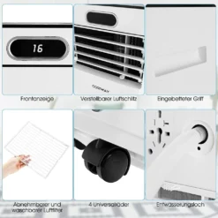 COSTWAY 4in1 Mobile Klimaanlage 9000BTU/2,6 KW Für 30㎡ Klimagerät 54dB Entfeuchter Tragbar 2 Geschwindigkeiten Inkl. 24H Timer, Fernbedienung, Schlafmodus, Abluftschlauch 16℃-32℃ Weiß 12 COSTWAY 4in1 Mobile Klimaanlage 9000BTU/2,6 KW Für 30㎡ Klimagerät 54dB Entfeuchter Tragbar 2 Geschwindigkeiten Inkl. 24H Timer, Fernbedienung, Schlafmodus, Abluftschlauch 16℃-32℃ Weiß -De'Longhi || Rowenta Verkaufsgeschäft 794dceba143d3ce4eaad74e335691a9a