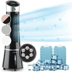 Klarstein Mobiles Klimagerät Ohne Abluftschlauch - Luftkühler Mit Wasser Ventilator Luftbefeuchter Luftreiniger Funktion - 6L Wassertank - Air Cooler Klimaanlage Mobil Mit Fernbedienung - Schwarz