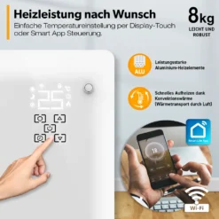 TRESKO® Elektroheizung Weiß 2000W Inkl. WiFi & APP Glaskonvektor Konvektor Wand Heizung Glas Heizkörper Bad -De'Longhi || Rowenta Verkaufsgeschäft 7c3b027cde10992266d7252e28321d1a