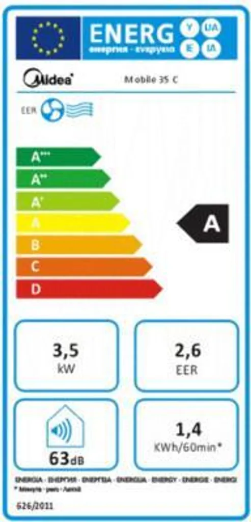 Midea Mobiles Klimagerät Mobile 35 C R290 WiFi Abluftschlauch App EEK: A 3 Midea Mobiles Klimagerät Mobile 35 C R290 WiFi Abluftschlauch App EEK: A