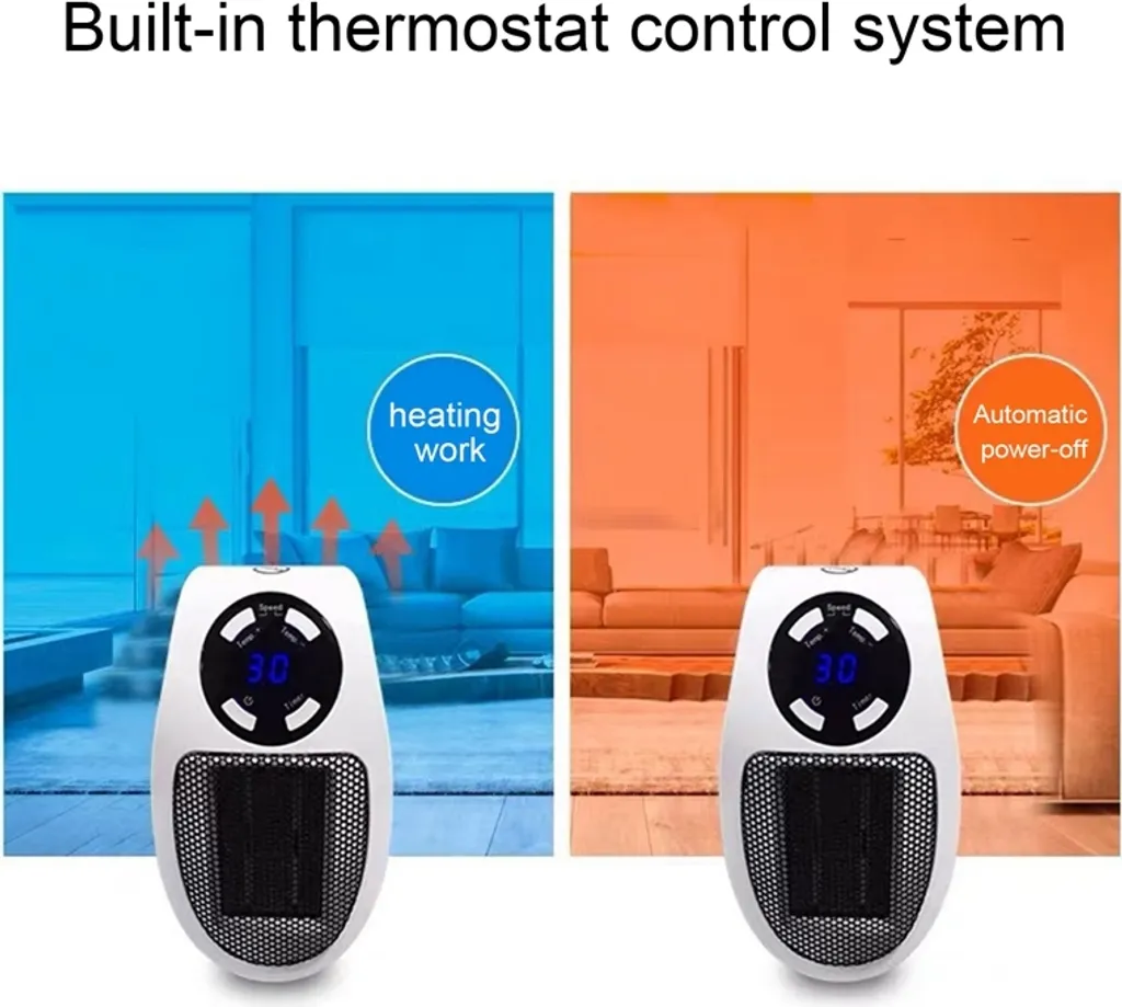 2 STÜCKE 500W 220V Steckdosen Heizlüfter Mini Heizung | Elektroheizer Mit Fernbedienung | Heizgerät 7 2 STÜCKE 500W 220V Steckdosen Heizlüfter Mini Heizung | Elektroheizer Mit Fernbedienung | Heizgerät – Bild 5