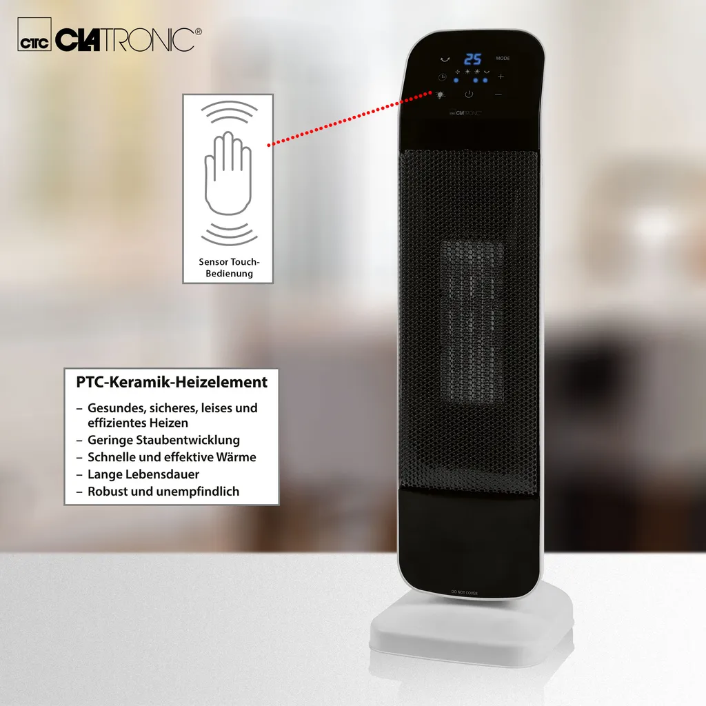 Clatronic Keramik-Heizlüfter HL 3763 Mit Sensor Touch-Bedienfeld 2.000 Watt 4 Clatronic Keramik-Heizlüfter HL 3763 Mit Sensor Touch-Bedienfeld 2.000 Watt – Bild 2