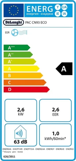 De'Longhi PAC CN93 Klimagerät, Max. Raumgröße: 90 M³, 10.500 BTU/h -De'Longhi || Rowenta Verkaufsgeschäft 7ec176e06c0d5368158049ac9bc87180