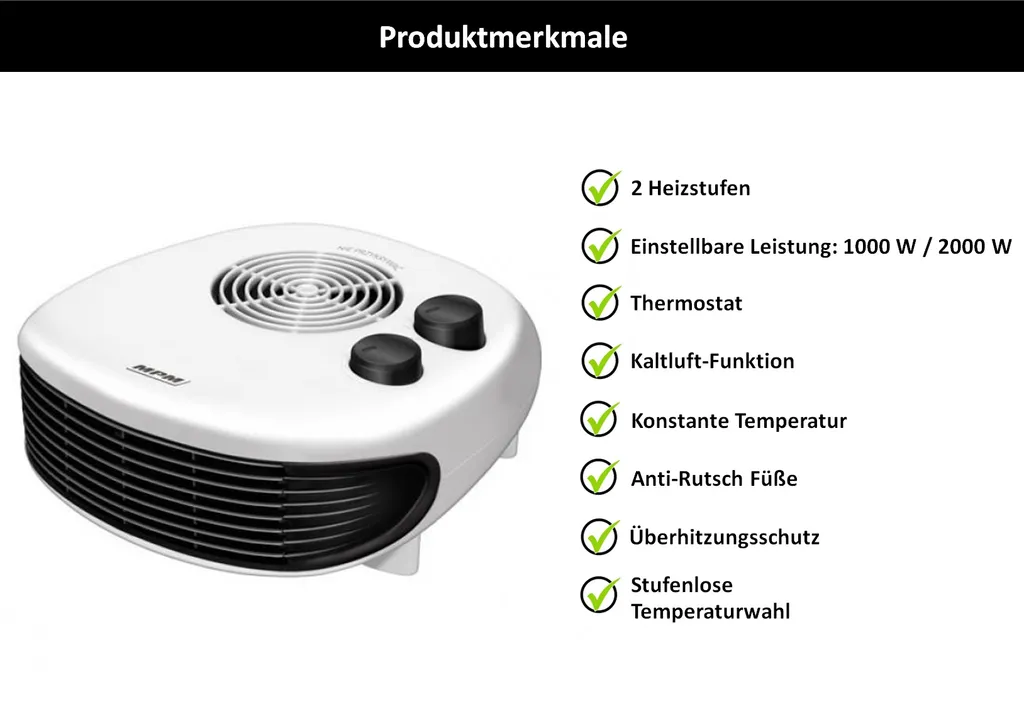 MPM MUG-20, Haushaltslüfter Ohne Lamellen, Indoor, Flur, Weiß, Drehregler, 2000 W 4 MPM MUG-20, Haushaltslüfter Ohne Lamellen, Indoor, Flur, Weiß, Drehregler, 2000 W – Bild 2