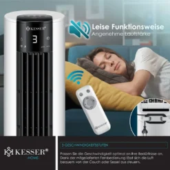 KESSER® 4in1 Mobile Klimaanlage Tower Klimagerät Ventilator/Luftkühler/Luftbefeuchter/Ionisator, Mit Fernbedienung , Timer , Wassertank, 60W, Klima , 2 Kühlakkus Turmventilator, Farbe:Weiß / Schwarz 22 KESSER® 4in1 Mobile Klimaanlage Tower Klimagerät Ventilator/Luftkühler/Luftbefeuchter/Ionisator, Mit Fernbedienung , Timer , Wassertank, 60W, Klima , 2 Kühlakkus Turmventilator, Farbe:Weiß / Schwarz -De'Longhi || Rowenta Verkaufsgeschäft 84904ca0e8fbcc7a5457c6ec5cef2351