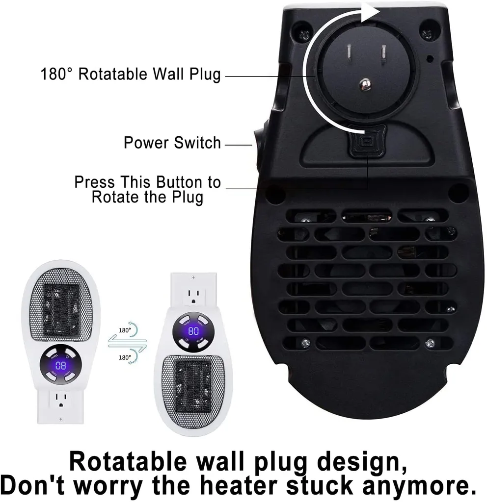 500 Watt Keramik Heizlüfter Mini Heizlüfter Sparsamer Tragbarer Raumheizer Steckerheizung Mit Thermostat Und Timer, Für Büro, Schlafzimmer, Wohnzimmer 2-teilig (weiß Ohne Fernbedienung) 7 500 Watt Keramik Heizlüfter Mini Heizlüfter Sparsamer Tragbarer Raumheizer Steckerheizung Mit Thermostat Und Timer, Für Büro, Schlafzimmer, Wohnzimmer 2-teilig (weiß Ohne Fernbedienung) – Bild 5