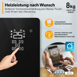 TRESKO® Elektroheizung Schwarz 2000W Inkl. WiFi & APP Glaskonvektor Konvektor Wand Heizung Glas Heizkörper Bad 12 TRESKO® Elektroheizung Schwarz 2000W Inkl. WiFi & APP Glaskonvektor Konvektor Wand Heizung Glas Heizkörper Bad -De'Longhi || Rowenta Verkaufsgeschäft 905778341b29ffcd1b466190a2ab5071