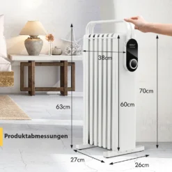 COSTWAY 1500W Ölradiator 5-35℃ Für 20m² Mit 3 Heizstufen Ölheizung Elektrisch 7 Rippen Energiesparend, Heizkörper Mobil, Überhitzungsschutz Weiß 17 COSTWAY 1500W Ölradiator 5-35℃ Für 20m² Mit 3 Heizstufen Ölheizung Elektrisch 7 Rippen Energiesparend, Heizkörper Mobil, Überhitzungsschutz Weiß -De'Longhi || Rowenta Verkaufsgeschäft 9082ed0237ac87e58ae8633dd2aa2d58