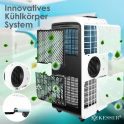 KESSER® – Klimaanlage Mobiles Klimagerät 4in1 Kühlen, Luftentfeuchter, Lüften, Ventilator - 12.000 BTU/h (3.500 Watt) 3,5 KW - Klima Mit Montagematerial, Fernbedienung Und Timer, Nachtmodus (EEK: A), Farbe:Weiß / Schwarz -De'Longhi || Rowenta Verkaufsgeschäft 933f05c232af9d5e4057d20f673734b6