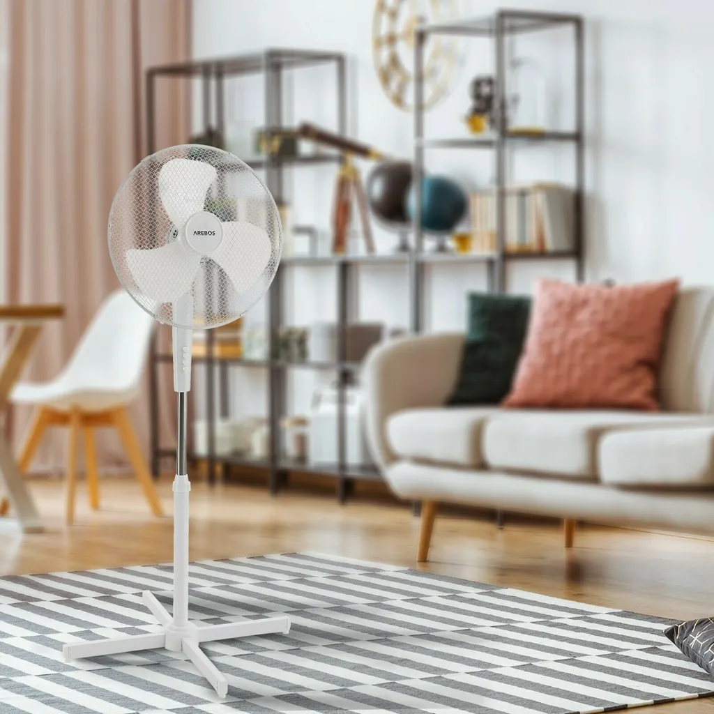 AREBOS Standventilator Turmventilator 45W, 80° Oszillation, 3 Geschwindigkeitsstufen, Leiser Betrieb, Weiß, Höhenverstellbar Bis 122 Cm, Bis 30° Neigbar 14 AREBOS Standventilator Turmventilator 45W, 80° Oszillation, 3 Geschwindigkeitsstufen, Leiser Betrieb, Weiß, Höhenverstellbar Bis 122 Cm, Bis 30° Neigbar – Bild 12
