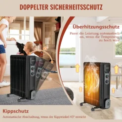 COSTWAY 2500W Ölradiator 11 Rippen Heizkörper 5-35℃, Elektrische Heizung 3 Heizstufen Mobil Mit Räder, Überhitzungsschutz -De'Longhi || Rowenta Verkaufsgeschäft 95d1aad2a3d84e9df5a5d419c82b2835
