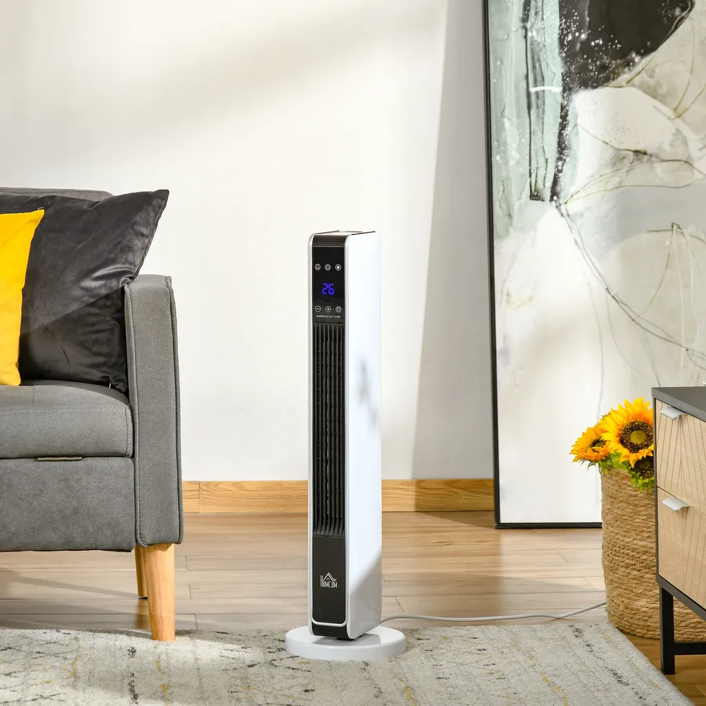 HOMCOM Heizgerät Heizlüfter 2200W Elektroheizer Keramik Heizturm Mit Fernbedienung 8-Stunden-Timer Oszillation Heizer Heizung ABS PA Weiß+Schwarz 21 X 21 X 73 Cm 4 HOMCOM Heizgerät Heizlüfter 2200W Elektroheizer Keramik Heizturm Mit Fernbedienung 8-Stunden-Timer Oszillation Heizer Heizung ABS PA Weiß+Schwarz 21 X 21 X 73 Cm – Bild 2