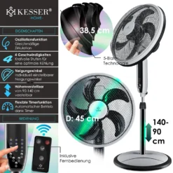 KESSER® 3in1 Standventilator Tischventilator Wandventilator Mit App Wifi , Fernbedienung | Timer | Leise Oszillation 80 Grad | Ventilator | 4 Geschwindigkeiten Inkl. Wandhalterung , Farbe:Schwarz 20 KESSER® 3in1 Standventilator Tischventilator Wandventilator Mit App Wifi , Fernbedienung | Timer | Leise Oszillation 80 Grad | Ventilator | 4 Geschwindigkeiten Inkl. Wandhalterung , Farbe:Schwarz -De'Longhi || Rowenta Verkaufsgeschäft 9a2e32857612f4ef67b08d9ec6116a88
