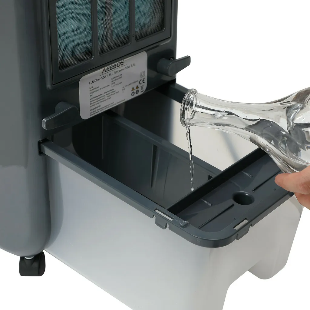 AREBOS, 4in1 Aircooler Luftkühler, Luftreiniger, Luftbefeuchter, Ventilator, Mobile Klimaanlage, 4,5L 12 AREBOS, 4in1 Aircooler Luftkühler, Luftreiniger, Luftbefeuchter, Ventilator, Mobile Klimaanlage, 4,5L – Bild 10