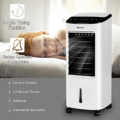 COSTWAY 4in1 Mobile Klimaanlage 65W, 3 Stufen Klimagerät 7L Tank, Inkl. 7,5H Timer, Fernbedienung & 2 Kühlakkus, Luftbefeuchter, Luftreiniger, Ventilator, Luftkühler, Aircooler -De'Longhi || Rowenta Verkaufsgeschäft 9e5e8051fe976004b60597a14c7d9471