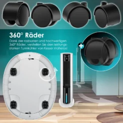 KESSER® 4in1 Mobile Klimaanlage Tower Klimagerät Ventilator/Luftkühler/Luftbefeuchter/Ionisator, Mit Fernbedienung , Timer , Wassertank, 60W, Klima , 2 Kühlakkus Turmventilator, Farbe:Weiß / Schwarz 23 KESSER® 4in1 Mobile Klimaanlage Tower Klimagerät Ventilator/Luftkühler/Luftbefeuchter/Ionisator, Mit Fernbedienung , Timer , Wassertank, 60W, Klima , 2 Kühlakkus Turmventilator, Farbe:Weiß / Schwarz -De'Longhi || Rowenta Verkaufsgeschäft 9f6adb6925d2f730262ec731227351d0
