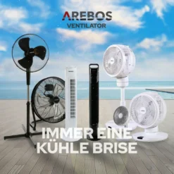 AREBOS Turmventilator, 50 Watt, 60°-Oszillation, 3 Geschwindigkeitsstufen, Ventilator Mit Tragegriff, Weiß, Leise -De'Longhi || Rowenta Verkaufsgeschäft 9fd4bb5e13d54b01994e0aa9a4f78f1e