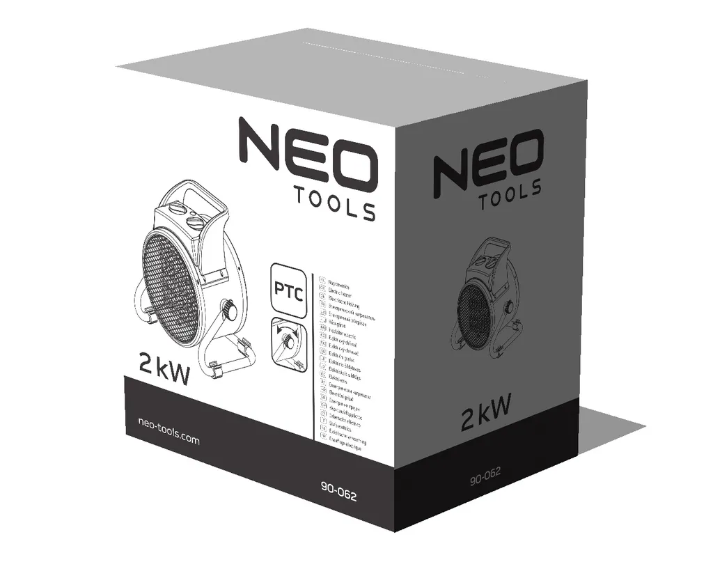 NEO TOOLS Keramischer Elektroheizer PTC, 2kW, Mit Thermostat Und Leistungsschalter, Mit Gebläse, Geräuscharm, Niedriger Energieverbrauch, Einstellbarer Winkel, Luftstrom 197 M3/h 7 NEO TOOLS Keramischer Elektroheizer PTC, 2kW, Mit Thermostat Und Leistungsschalter, Mit Gebläse, Geräuscharm, Niedriger Energieverbrauch, Einstellbarer Winkel, Luftstrom 197 M3/h – Bild 5
