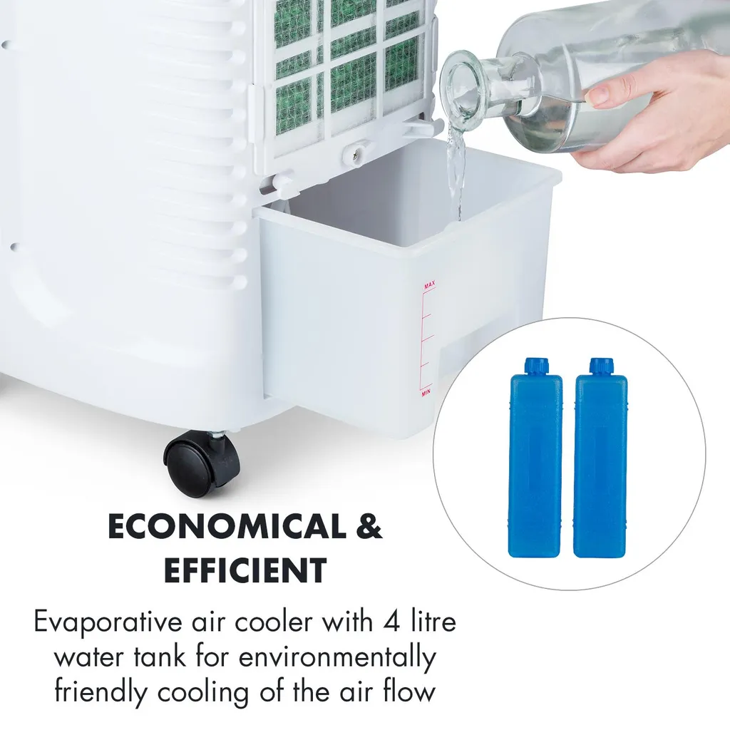 OneConcept Coolster 4-in-1 Klimagerät - Luftkühler, Ventilator, Ionisator Und Luftbefeuchter , 320 M³/h Luftstrom , Zuschaltbarer Oszillation , Abschalt-Timer Bis 9 H , Touch-Bedienung , Weiß 8 OneConcept Coolster 4-in-1 Klimagerät - Luftkühler, Ventilator, Ionisator Und Luftbefeuchter , 320 M³/h Luftstrom , Zuschaltbarer Oszillation , Abschalt-Timer Bis 9 H , Touch-Bedienung , Weiß – Bild 6