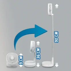 Starlyf® Foldable Fan – Wiederaufladbarer, Kabelloser Und Zusammenklappbarer Ventilator, Akkubetrieb Mit 3 Geschwindigkeiten, 2in1 - Tischventilator Und Standventilator – Aus Der TV Werbung -De'Longhi || Rowenta Verkaufsgeschäft a2e59284c81dc241fa0789c3df616a57