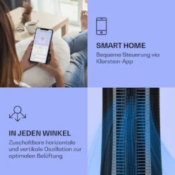 Klarstein Skyscaper Ice Smart Klimaanlage 4-in-1: Luftkühler, Ventilator, Luftbefeuchter & Ionisation - WiFi - 6 L Wassertank - Oszillation - 30 W - 210 M³/h - Timer - Klimagerät Ohne Abluftschlauch - Mobiles Klimagerät -De'Longhi || Rowenta Verkaufsgeschäft a5ed9990d01af7d1243051db184dd637