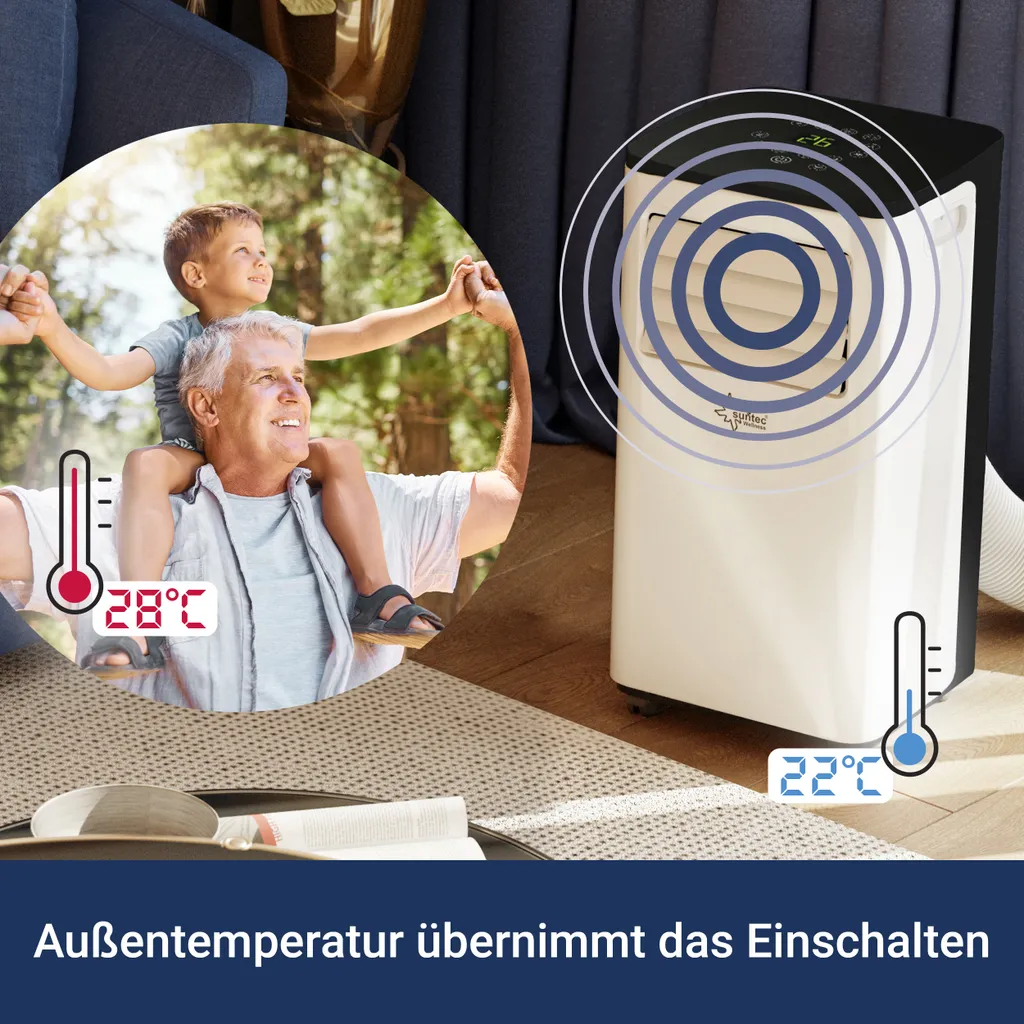 SUNTEC Mobiles Lokales Klimagerät CoolFixx 2.6 Eco R290 | Für Räume Bis 80 M3 (34 M2) | Inkl. Abluftschlauch | Kühler Und Entfeuchter Mit ökologischem Kühlmittel R290 | 9.000 BTU/h, EEK A 8 SUNTEC Mobiles Lokales Klimagerät CoolFixx 2.6 Eco R290 | Für Räume Bis 80 M3 (34 M2) | Inkl. Abluftschlauch | Kühler Und Entfeuchter Mit ökologischem Kühlmittel R290 | 9.000 BTU/h, EEK A – Bild 6