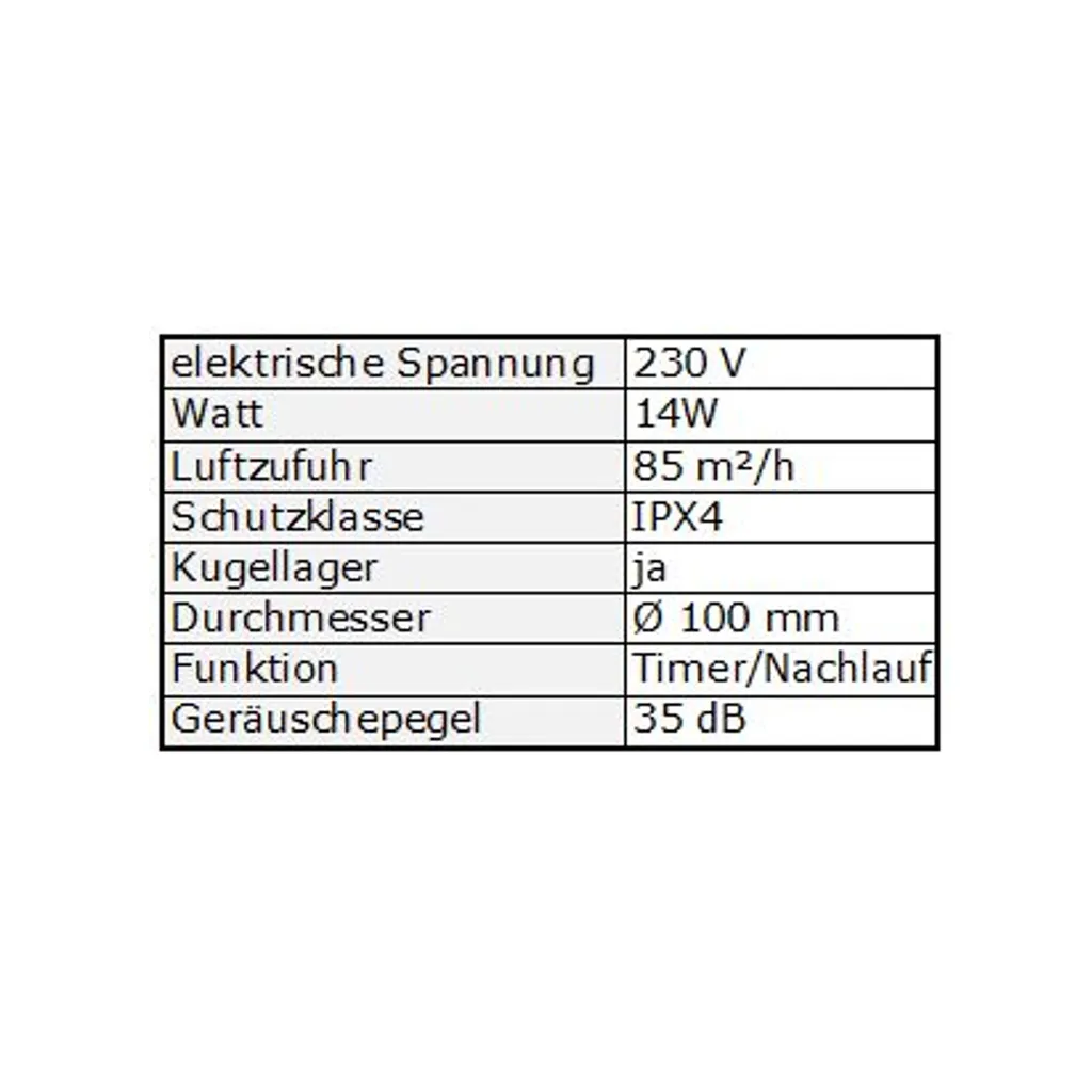 Badlüfter Badventilator Deckenlüfter Ventilator Wohnraumlüfter Kugellager Ø 100 Mm Weiß Timer/Nachlauf 5 Badlüfter Badventilator Deckenlüfter Ventilator Wohnraumlüfter Kugellager Ø 100 Mm Weiß Timer/Nachlauf – Bild 3