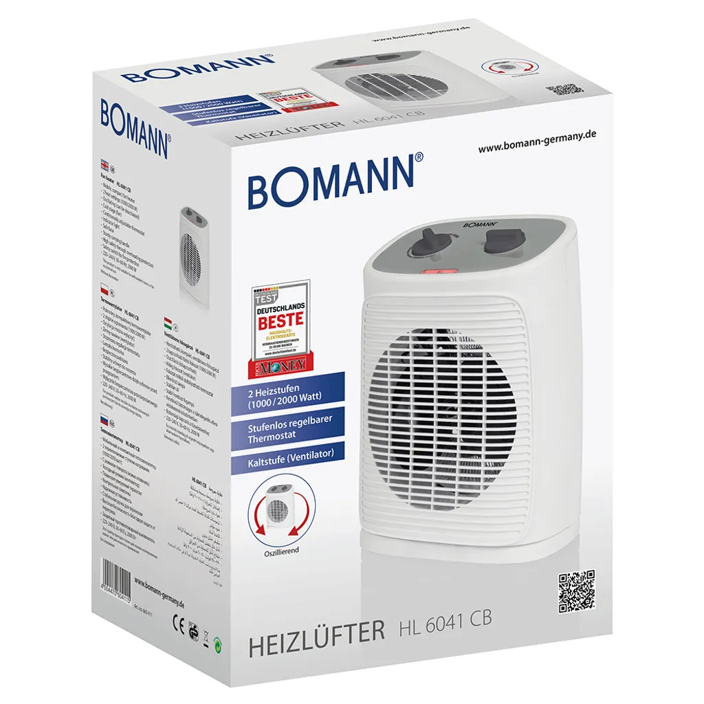 BOMANN Heizlüfter HL 6041 CB Weiß Heizgerät Elektroheizer Heater 2000 Watt 8 BOMANN Heizlüfter HL 6041 CB Weiß Heizgerät Elektroheizer Heater 2000 Watt – Bild 6