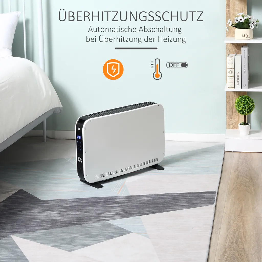 HOMCOM Heizgerät Heizlüfter 2180 W Elektroheizer LED-Licht Mit 3 Stufen Warm 24-Stunden-Timer Heizer Heizung Wärme Stahl Kunststoff Weiß 60 X 18,5 X 39,5 Cm 7 HOMCOM Heizgerät Heizlüfter 2180 W Elektroheizer LED-Licht Mit 3 Stufen Warm 24-Stunden-Timer Heizer Heizung Wärme Stahl Kunststoff Weiß 60 X 18,5 X 39,5 Cm – Bild 5