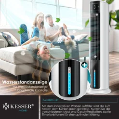 KESSER® 4in1 Mobile Klimaanlage Tower Klimagerät Ventilator/Luftkühler/Luftbefeuchter/Ionisator, Mit Fernbedienung , Timer , Wassertank, 60W, Klima , 2 Kühlakkus Turmventilator, Farbe:Weiß / Schwarz 16 KESSER® 4in1 Mobile Klimaanlage Tower Klimagerät Ventilator/Luftkühler/Luftbefeuchter/Ionisator, Mit Fernbedienung , Timer , Wassertank, 60W, Klima , 2 Kühlakkus Turmventilator, Farbe:Weiß / Schwarz -De'Longhi || Rowenta Verkaufsgeschäft b2d5ddb3902e7f6c9d0f2b5b614fb275